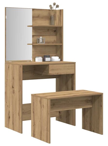 Sada toaletního stolku dub artisan kompozitní dřevo 3329190