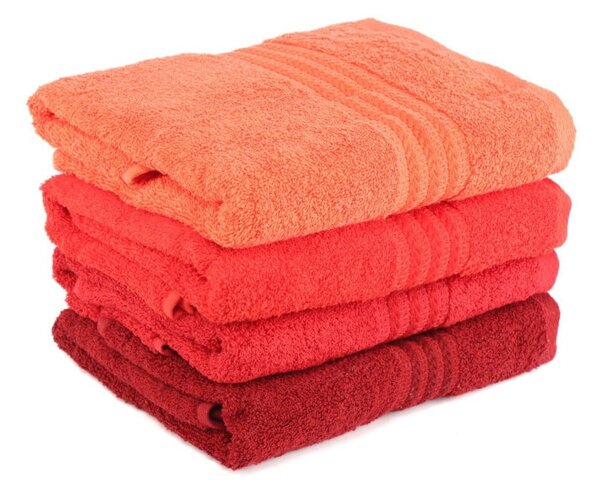 Sada 4 červených bavlněných ručníků Foutastic, 50 x 90 cm