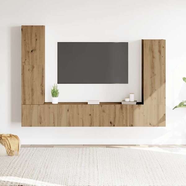Sada 4 kusů nástěnné TV skříňka dub artisan kompozitní dřevo 3329218