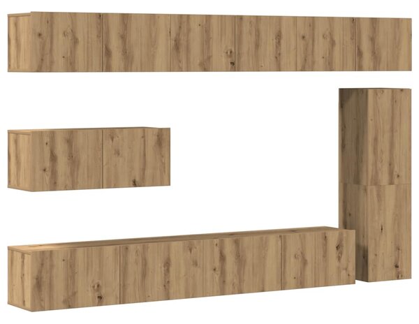 Sada 7 kusů nástěnné TV skříňka dub artisan kompozitní dřevo 3329214