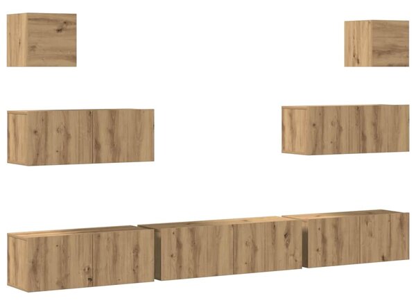 Sada 7 kusů nástěnné TV skříňka dub artisan kompozitní dřevo 3329212