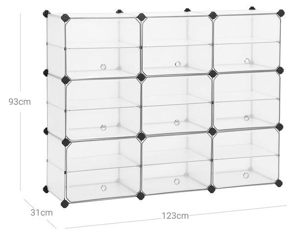 SONGMICS Plastový variabilní regál 9 boxů 123 x 93 x 31 cm