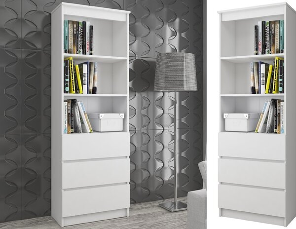 Ak furniture Kancelářský regál Rexa 60 cm 3 šuplíky a 2 police bílý
