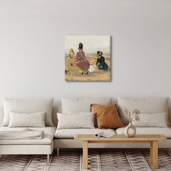 Obraz - Eugène Boudin, On the Beach, Trouville, reprodukce (30x30 cm)