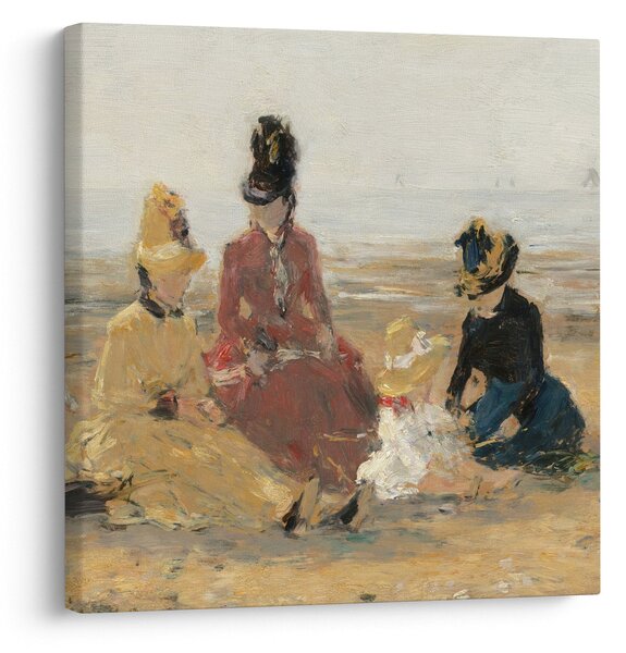 Obraz - Eugène Boudin, On the Beach, Trouville, reprodukce (30x30 cm)