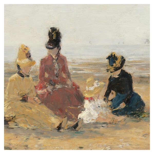 Obraz - Eugène Boudin, On the Beach, Trouville, reprodukce (30x30 cm)