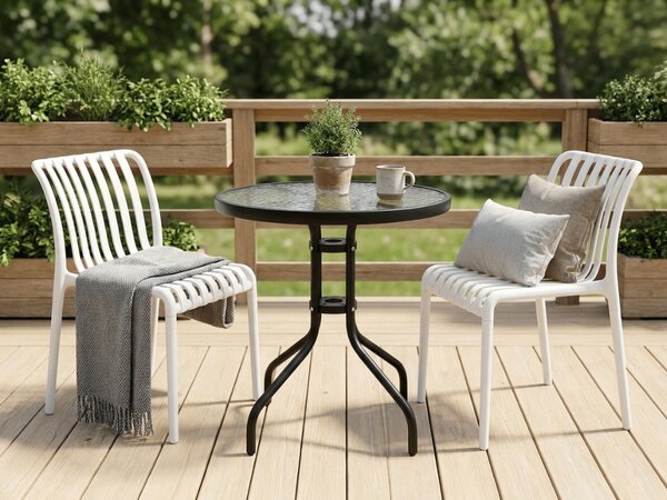 Zahradní set TREGO ISLAND - 2 židle a kulatý stůl ø 60 cm, bílá