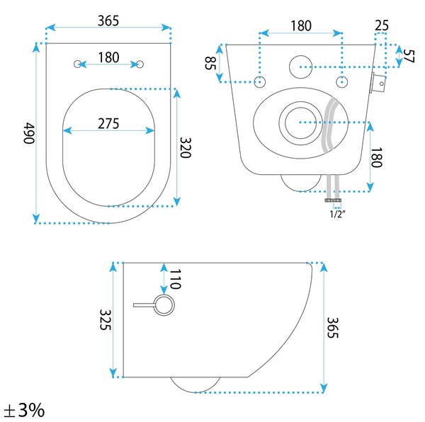Závěsná WC mísa REA Carlo Lux Rimless s funkcí bidetu