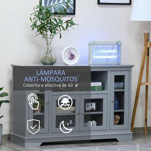 Outsunny Elektrická Lampa proti Komárům 30W, Zabíječ Hmyzu pro Interiér s UV Světlem do 60 m² pro Zahradní Terasu a Patio 48,5x8,5x26,5 cm Šedá | Aoso