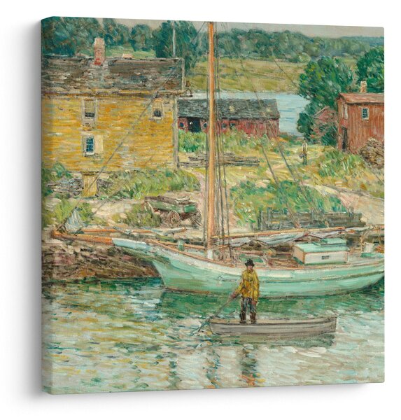Obraz - Childe Hassam, Oyster Sloop, Cos Cob, reprodukce (30x30 cm)