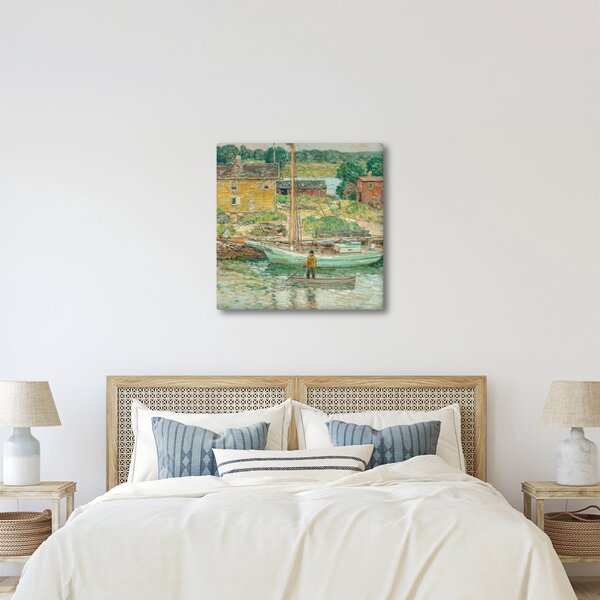 Obraz - Childe Hassam, Oyster Sloop, Cos Cob, reprodukce (30x30 cm)