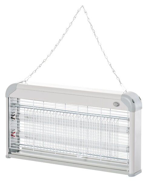 Outsunny Elektrická Lampa proti Komárům 30W, Zabíječ Hmyzu pro Interiér s UV Světlem do 60 m² pro Zahradní Terasu a Patio 48,5x8,5x26,5 cm Šedá | Aoso