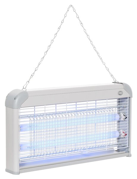Outsunny Elektrická Lampa proti Komárům 30W, Zabíječ Hmyzu pro Interiér s UV Světlem do 60 m² pro Zahradní Terasu a Patio 48,5x8,5x26,5 cm Šedá | Aoso