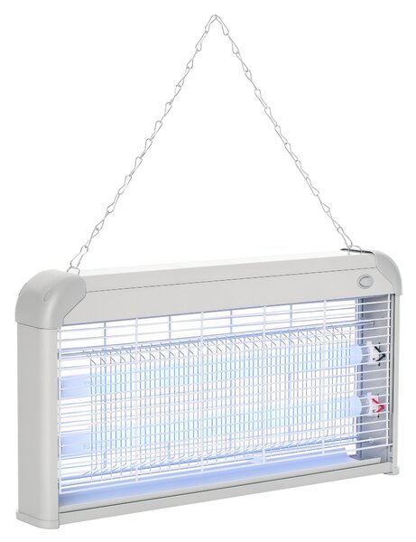 Outsunny Elektrická Lampa proti Komárům 30W, Zabíječ Hmyzu pro Interiér s UV Světlem do 60 m² pro Zahradní Terasu a Patio 48,5x8,5x26,5 cm Šedá | Aoso