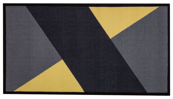 LIVARNO HOME Rohožka, 67 x 120 cm (geometrické vzory šedá/žlutá) (100342998001)