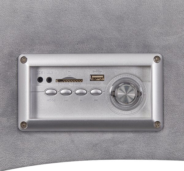 Lenoška SIMORRE Umělý samet Šedá s reproduktorem Bluetooth