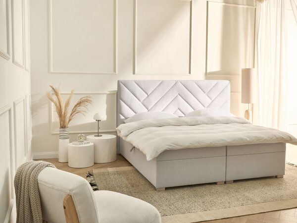 Kontinentální postel s úložným prostorem Tkanina ESQUIRE 180 x 200 cm Krémově bílá