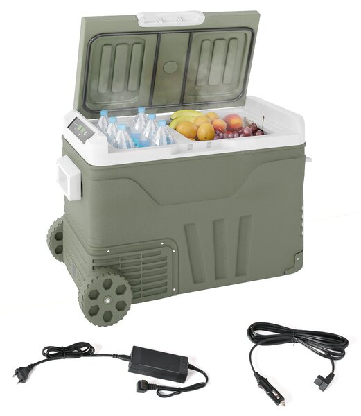 Outsunny 33 litrů kompresorový chladicí box elektrická mini lednička až -20 ℃ s LED osvětlením tichý mrazák termo box 12/230 Volt pro auto náklaďák ke