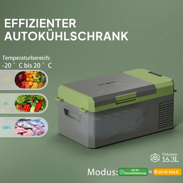 Outsunny 16,3 litrový kompresorový chladič elektrický chladič s funkcí ECO Mode, mraznička, termoska, mini lednička 12/220 Voltů pro zásuvku automobil