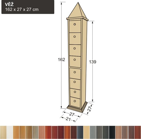 VÝPRODEJ - dřevěná design šuplíková VĚŽ