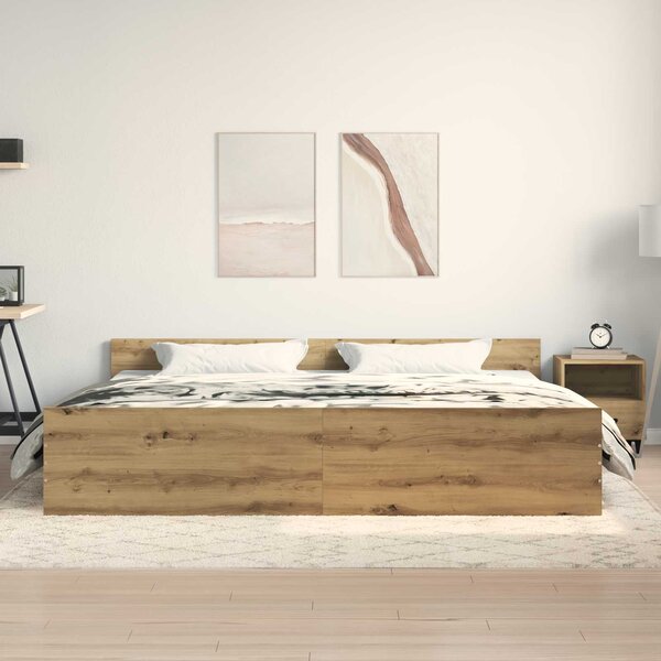 Rám postele Artisanový dub 203 x 203 x 50 cm Kompozitní dřevo 3329304