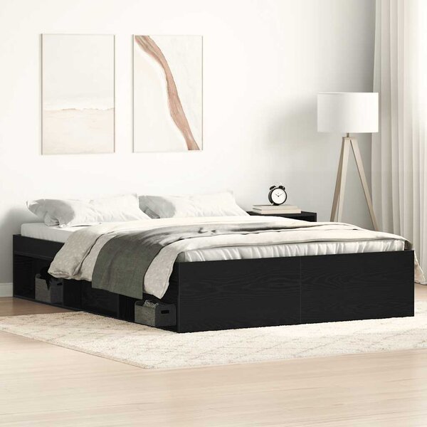 Rám postele bez matrace černý dub 135x190 cm kompozitní dřevo 3329317