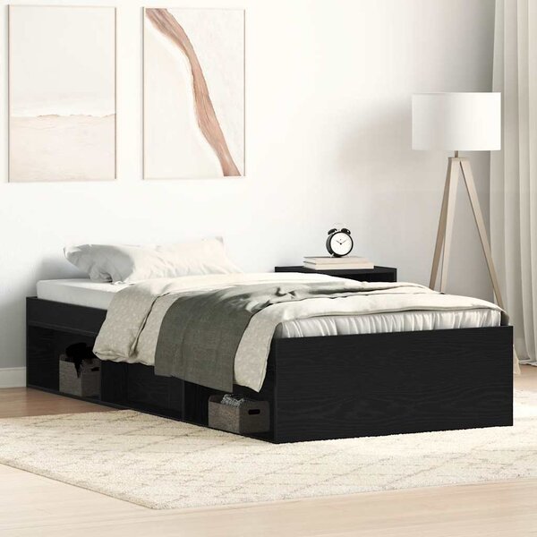 Rám postele bez matrace černý dub 75x190 cm kompozitní dřevo 3329311