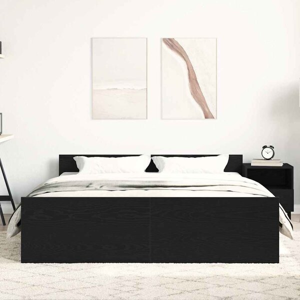 Rám postele bez matrace černý dub 150x200 cm kompozitní dřevo 3329320