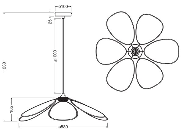 Osram - Lustr na lanku DECOR RATTAN 1xE27/15W/230V pr. 58 cm béžová/černá