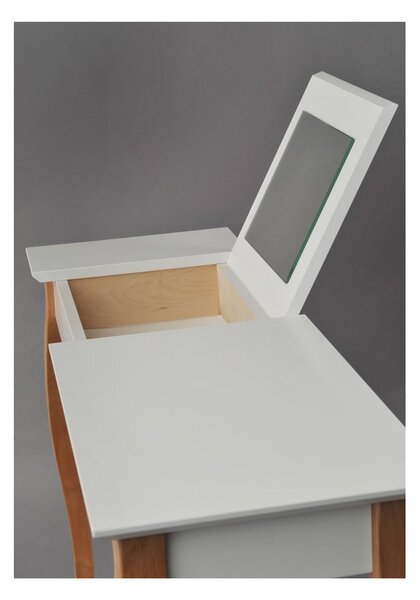 Bílý toaletní stolek se zrcadlem Ragaba Dressing Table, délka 85 cm
