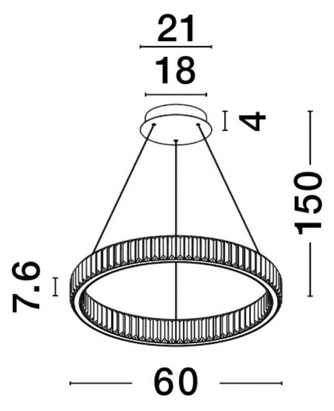 Zlaté skleněné závěsné LED světlo Nova Luce Aurelia 60 cm