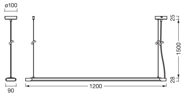 Osram-LED Stmívatelný lustr na lanku OFFICE LINE LED/40W/230V 4000K 120 cm černá