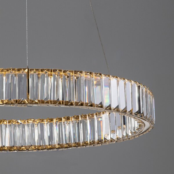 Zlaté skleněné závěsné LED světlo Nova Luce Aurelia 60 cm