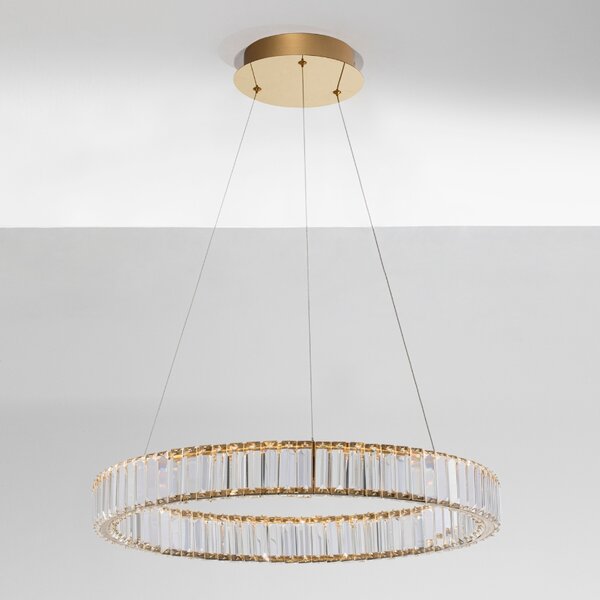 Zlaté skleněné závěsné LED světlo Nova Luce Aurelia 60 cm