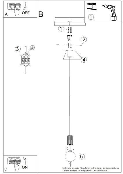 Sollux SL.1734 - Lustr na lanku HALO 1xG9/8W/230V pr. 12 cm hnědá