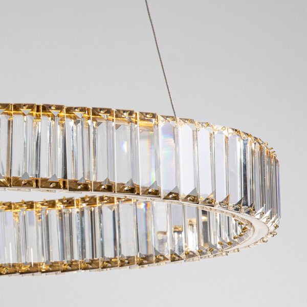 Zlaté skleněné závěsné LED světlo Nova Luce Aurelia 60 cm