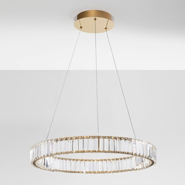 Zlaté skleněné závěsné LED světlo Nova Luce Aurelia 60 cm