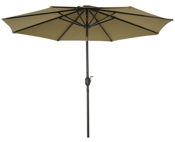 Outsunny Ø268x238 cm Zahradní Slunečník s 24 Solárními LED Světly a Mechanismem Naklápění pro Terasu a Bazén Hnědá | Aosom