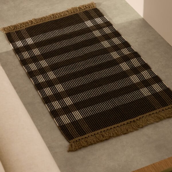 Černo-hnědý zahradní koberec Kave Home Barani 60 x 90 cm