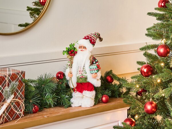 Vánoční dekorace MOSVATN Santa Claus 37 cm Červená/Zelená
