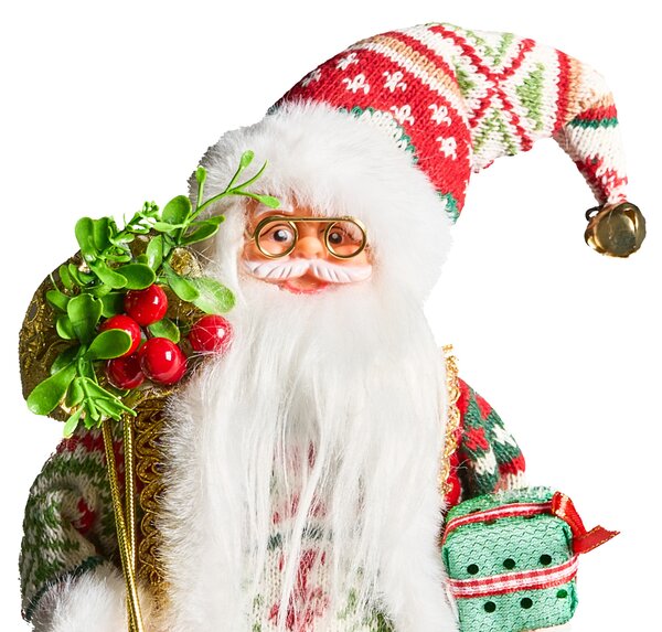 Vánoční dekorace MOSVATN Santa Claus 37 cm Červená/Zelená