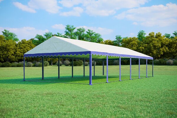 Zahradní párty stan 6x12m PREMIUM - ohnivzdorný barva Modro-bílá