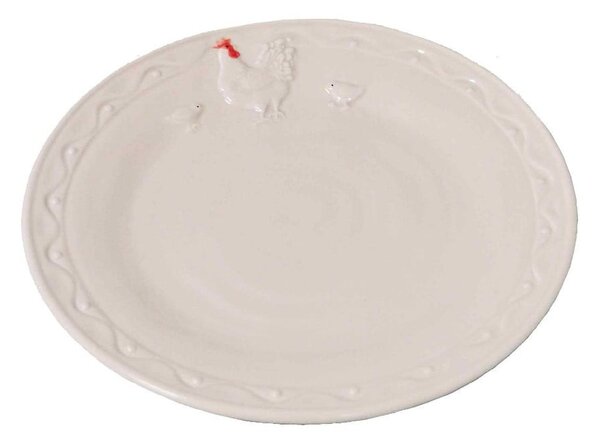 Bílý keramický talíř Antic Line Hen, ⌀ 21 cm