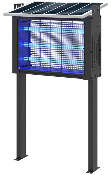 Outsunny Elektrická Lampa na Komáry s LED Světly - Elektrický Zabiják Komárů 25W pro Venkovní Použití s Pokrytím 200 m² a Nastavitelným Solárním Panel