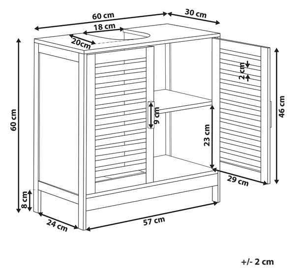 Skříňka pod umyvadlo MISSOULA Bambus 60 cm Bílá