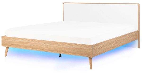 LED postel SERRIS 180 x 200 cm Světle hnědá