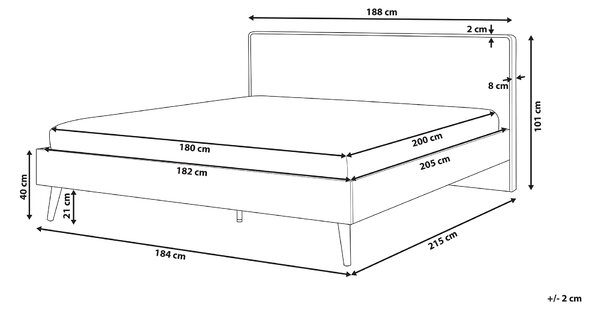 LED postel SERRIS 180 x 200 cm Světle hnědá