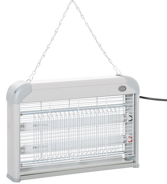 Outsunny Elektrická Lampa proti Komárům - UV Zářič 20W s 2 Trubkami, Pokrytí 60m², 39x7.5x26.5 cm Bílá | Aosom