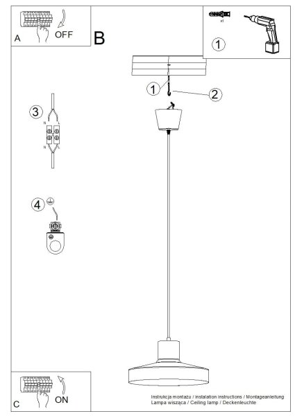 Sollux SL.1703 - Lustr na lanku BILO 1xE27/15W/230V pr. 35 cm černá