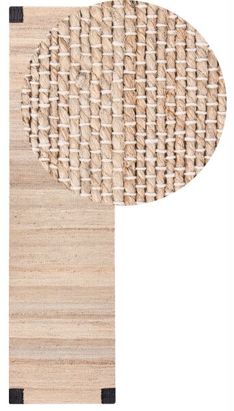 Koberec AMRAVATI Černá/Béžová 80 x 300 cm Juta
